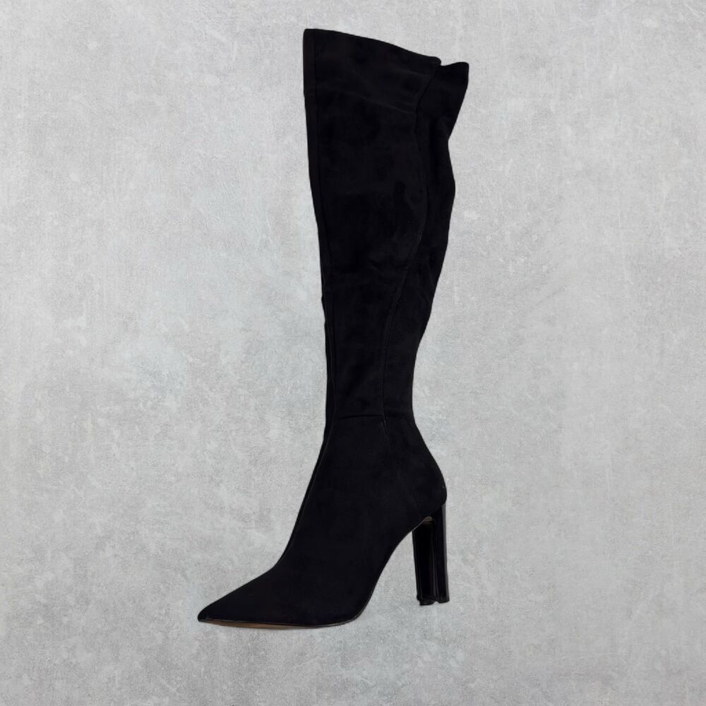 Aldo “THEJAN” Black Suede Over The Knee High Pointed Toe Boots